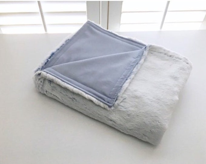 Light Blue Tencel/Minky Cooling Weighted Blanket L34”xW28” 2lbs