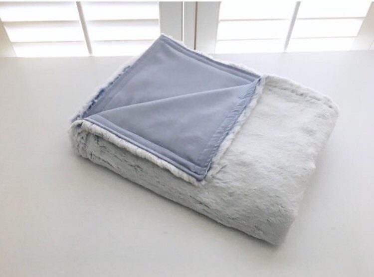 Light Blue Tencel/Minky Cooling Weighted Blanket L34”xW28” 2lbs