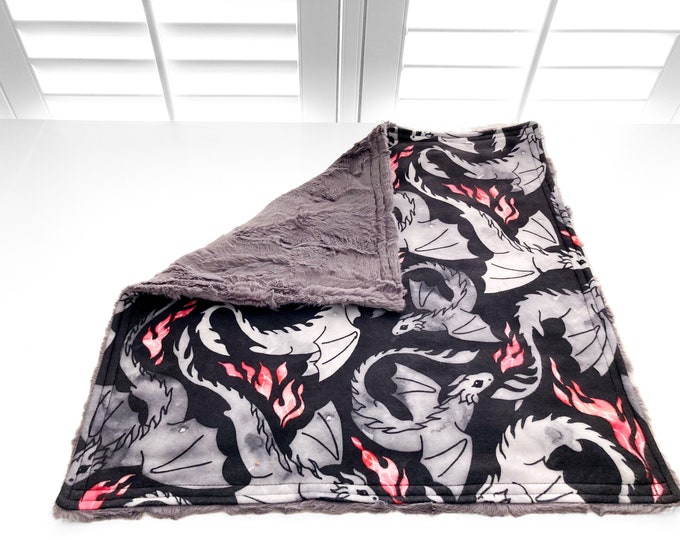 Gray Dragons Fleece & Minky Weighted Lap Pad