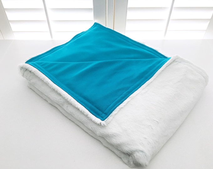 Bright Turquoise Blue Tencel/Minky Cooling Weighted Blanket L34”xW28” 2lbs