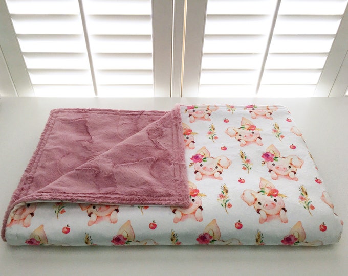 Floral Pigs Minky Weighted Blanket L34”xW28” 2lbs