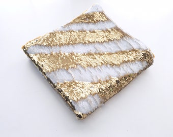 White/Gold reversible sequins weighted lap pad, anxiety relief, autism, weighted fidget lap pad