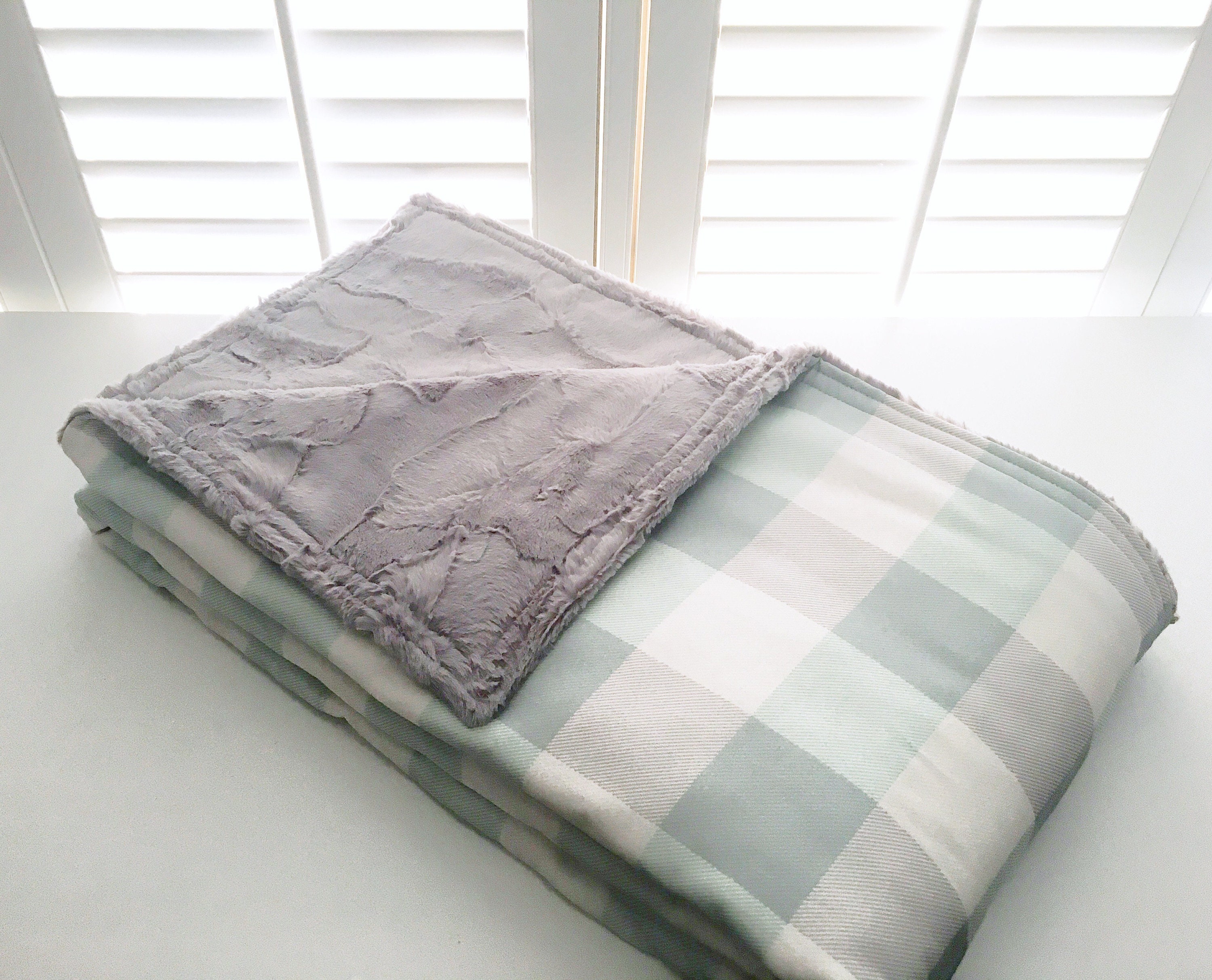 Mint Plaid Organic Cotton Weighted Blanket