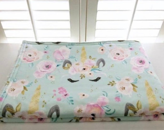 Floral Unicorn Organic Cotton Sateen Weighted Blanket