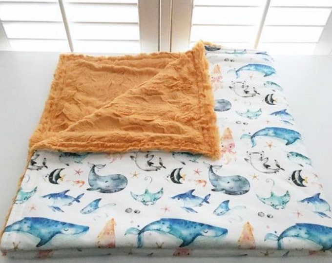 Sea Animals Organic Cotton Sateen Weighted Blanket