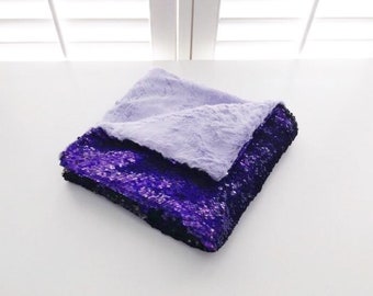 Hologram purple/black reversible sequin weighted lap pad, weighted lap pad kid, anxiety relief, glass pellets, quiet fidget