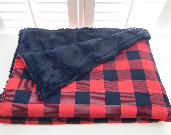 Red/Navy Plaid Weighted Blanket