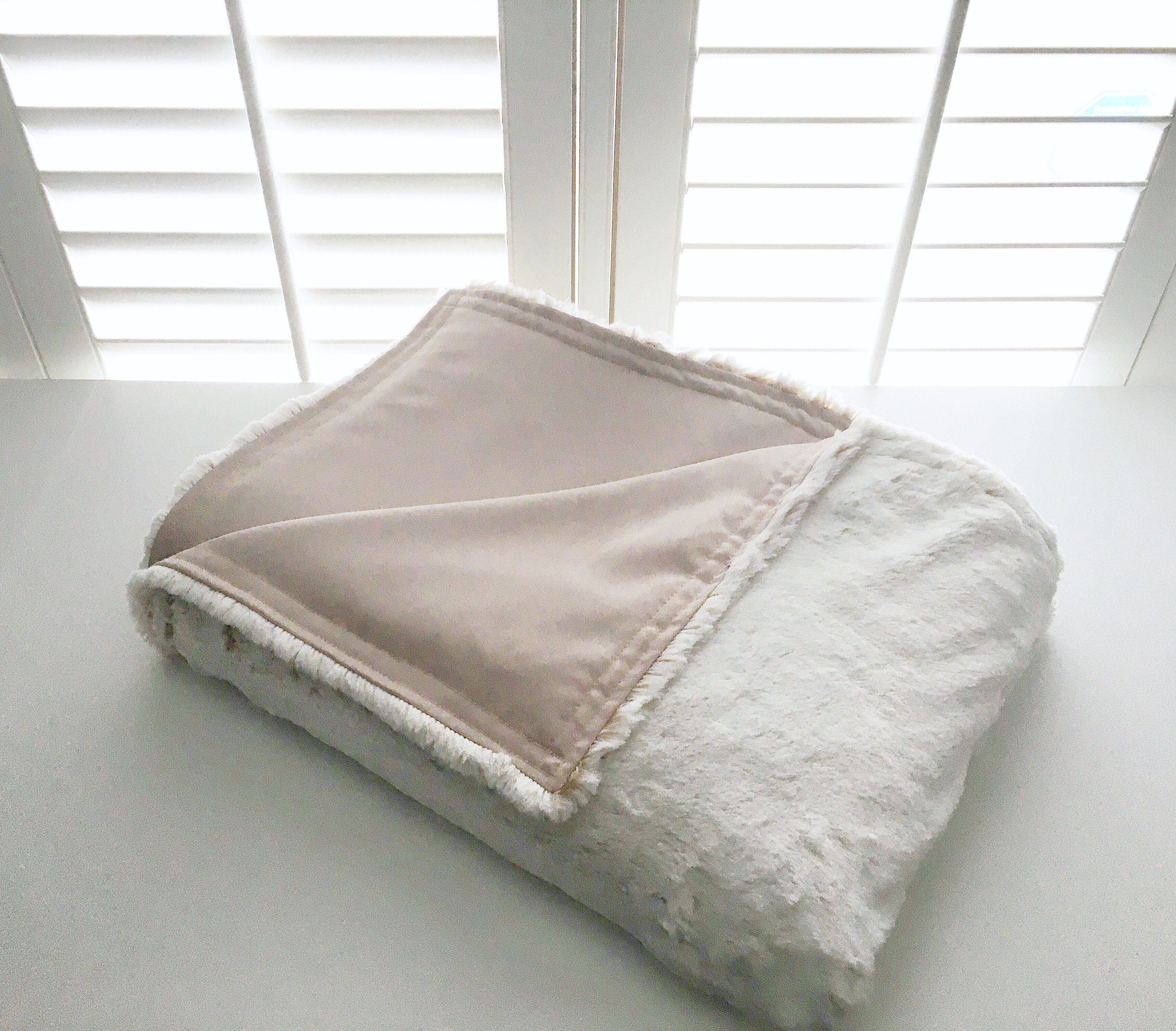 Pale Beige Tencel/Minky Cooling Weighted Blanket L34”xW28” 2lbs