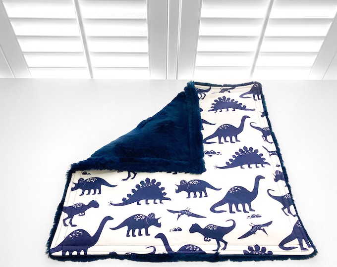 Navy Dinos Organic Cotton & Minky Weighted Lap Pad