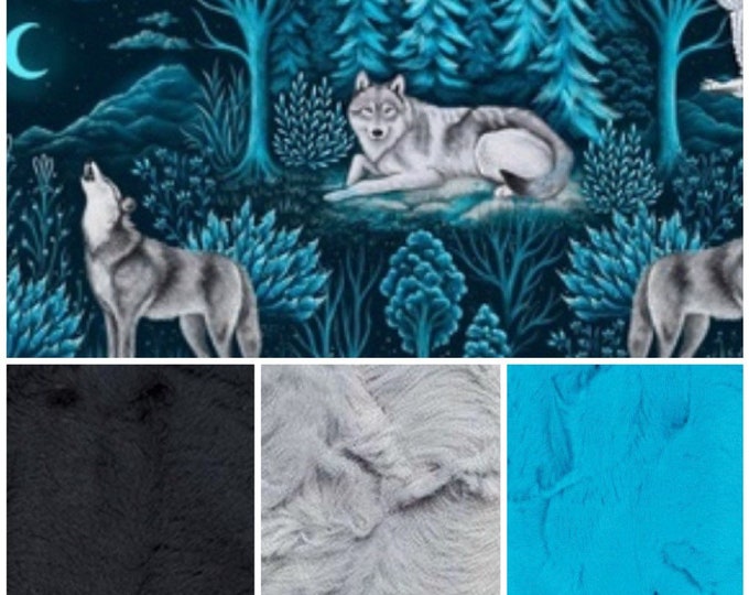Wolves Owls Moon Fleece Weighted Blanket