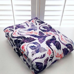 Purple Dragons Minky Weighted Blanket, glass beads, anxiety relief, double minky weighted blanket, cooling weighted blanket