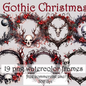 Coronas navideñas góticas como marcos ovalados, png transparente, superposición de Photoshop para proyectos de diseño artístico, postales navideñas o impresión