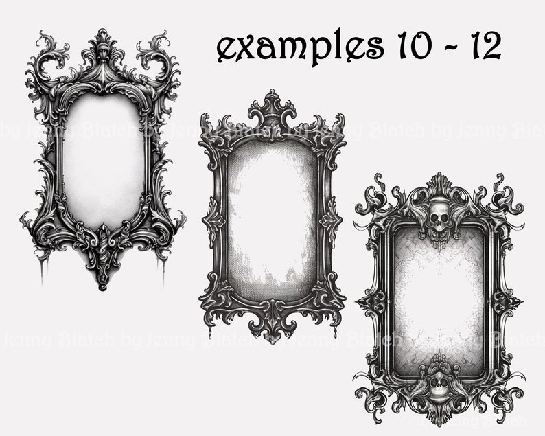 Gothic Rectangle Frame Clipart: Ornate Pencil Sketch (transparent PNG ...