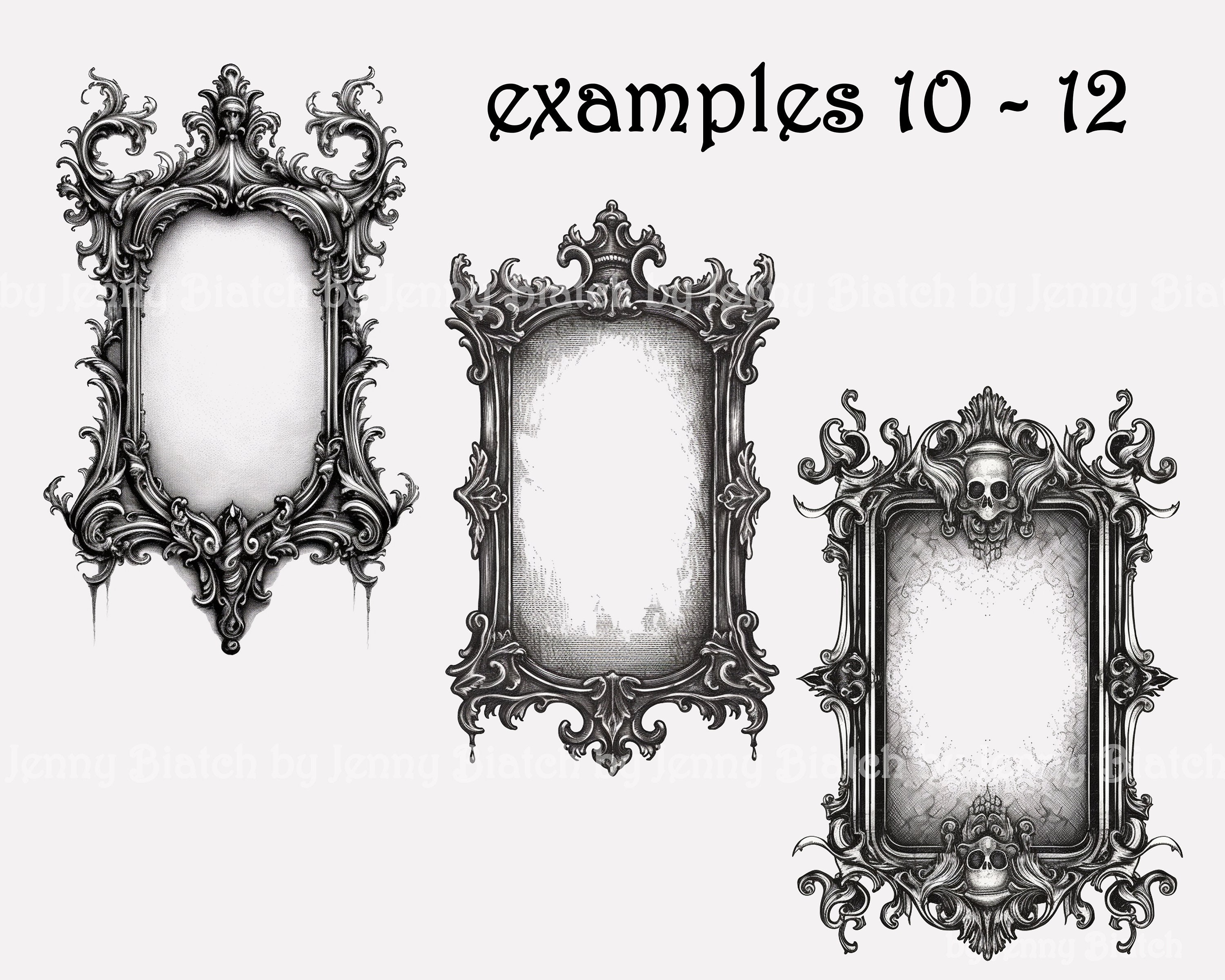Gothic Rectangle Frame Clipart: Ornate Pencil Sketch (transparent PNG ...