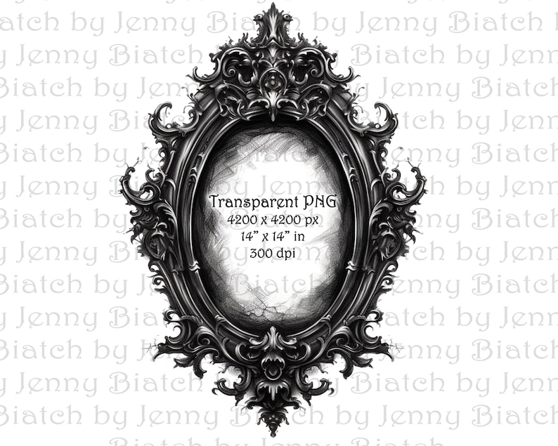 Gothic Frame, Oval Pencil Sketch, Vintage Gothic Vampire Halloween