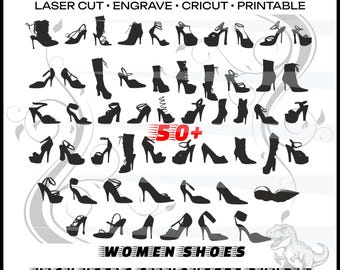 Paquete de SVG de tacones altos Silueta de tacones altos SVG Imágenes prediseñadas de moda Recorte de tacón alto Zapatos de mujer Icono contornos de tacones PNG Zapatos cricut Logotipo de zapatos