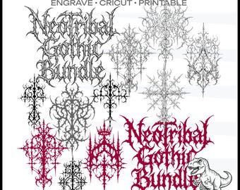 Paquete gótico neotribal PNG SVG para camisetas, bolsos, pantalones, sudaderas, tatuajes, grabados, Cricut e impresión.