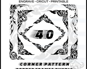 Paquete de esquinas SVG Borde de esquinas SVG Gráficos de esquinas decorativas Marcos de borde de patrón de esquina Esquina ornamental Marcos de esquinas SVG de esquina