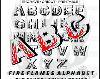 Alfabeto de fuego png gráficos transparentes Conjunto de llamas alfa Bordado de fuente de llama Letras de llamas SVG Llamas tribales SVG Plantillas del alfabeto