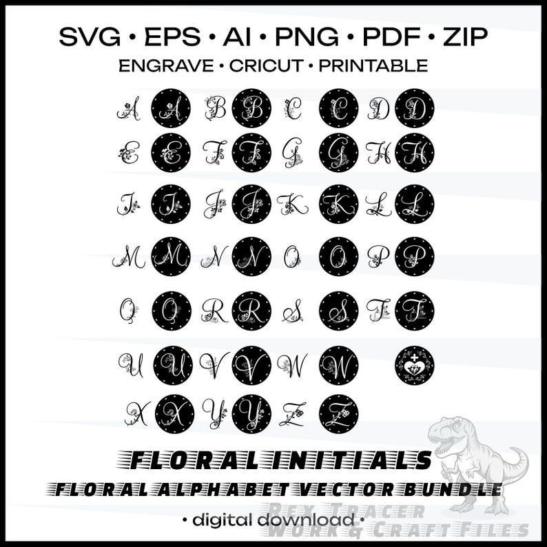 Floral Alphabet SVG Bundle Flower Letter Split Monogram Letter A-Z ...