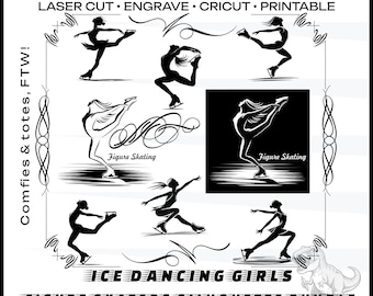 Paquete de SVG de patinaje artístico, clipart de patinaje artístico, silueta, patinaje sobre hielo, camiseta deportiva, SVG, arte de patinaje sobre hielo, SVG para camiseta, descarga instantánea