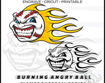 Archivo SVG de llamas de béisbol Clip art de béisbol en llamas Béisbol ardiendo Diseño de camiseta de béisbol Dibujo de béisbol con llamas Archivos de diseño de béisbol con llamas