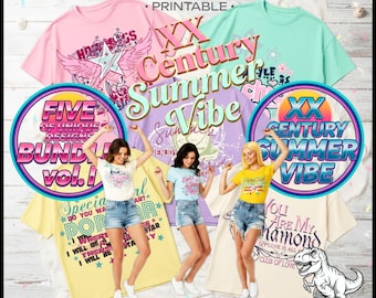 Paquete de diseños de camisetas con ambiente veraniego del siglo XX (descarga digital)