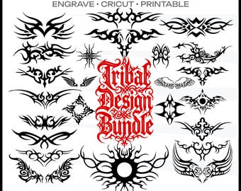 Tribal SVG Bundle Tribal Tatoo Design Set PNG Tribal Art Tribal SVG for Laser Engraving Vinyl Cutting Silhouette Cricut Tribal Vector Pdf