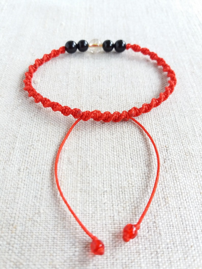 Rutilate Quartz Black Tourmaline bracelet Protection Evil eye gift Heal Balance Good luck Spiritual Anxiety Red cord 6mm bead Women jewelry