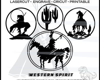 Indian laser cut Horseman svg Western svg cut files Indian chief svg American indian png digital Native americans svg Engraved wall art