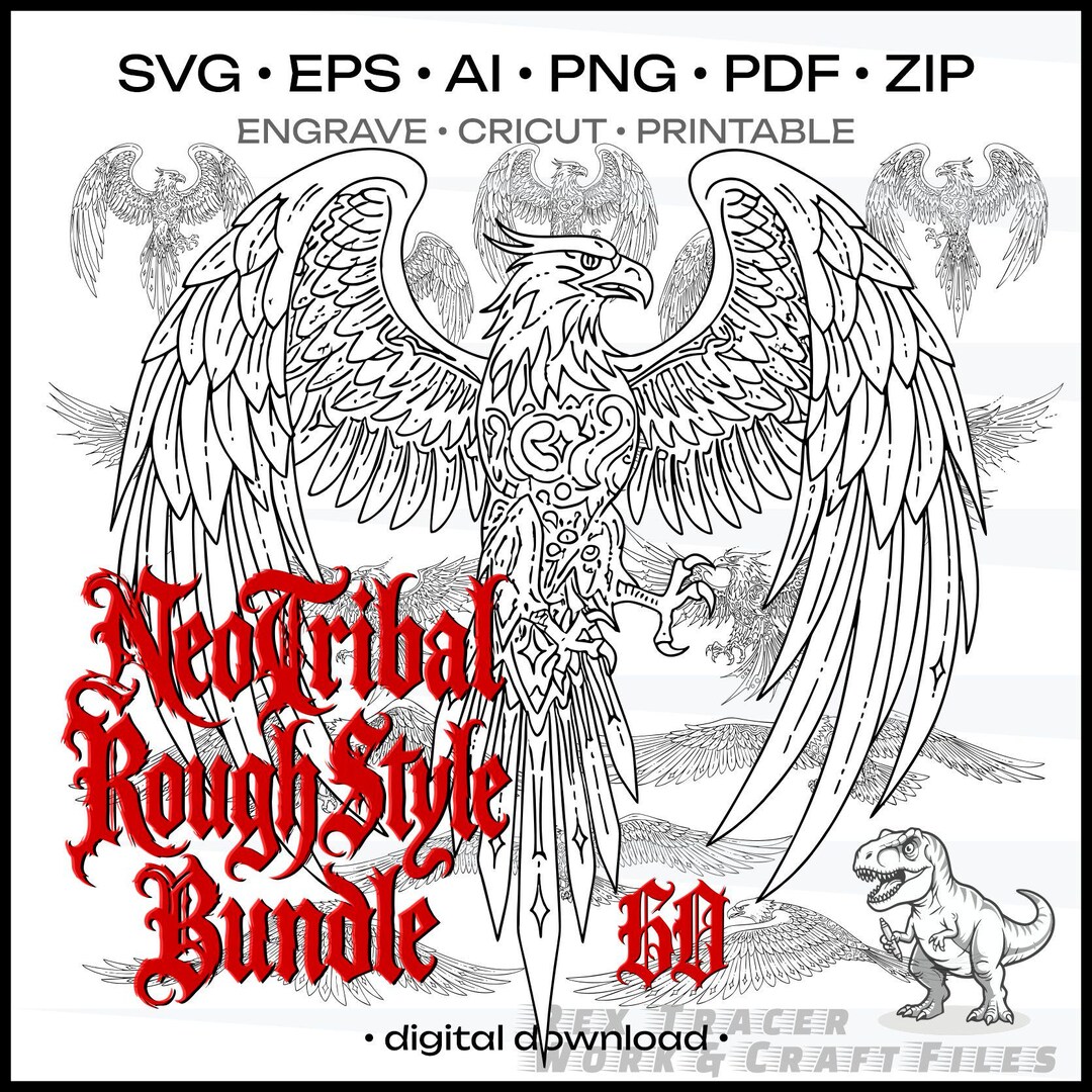 Neotribal Style Eagle SVG Bundle Flying Eagles Tribal Eagle Silhouette ...