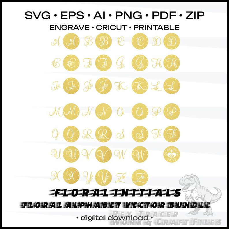 Floral Alphabet SVG Bundle Flower Letter Split Monogram Letter A-Z ...