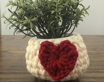 Handmade Crochet Mini Plant Holder | Faux Plant Optional