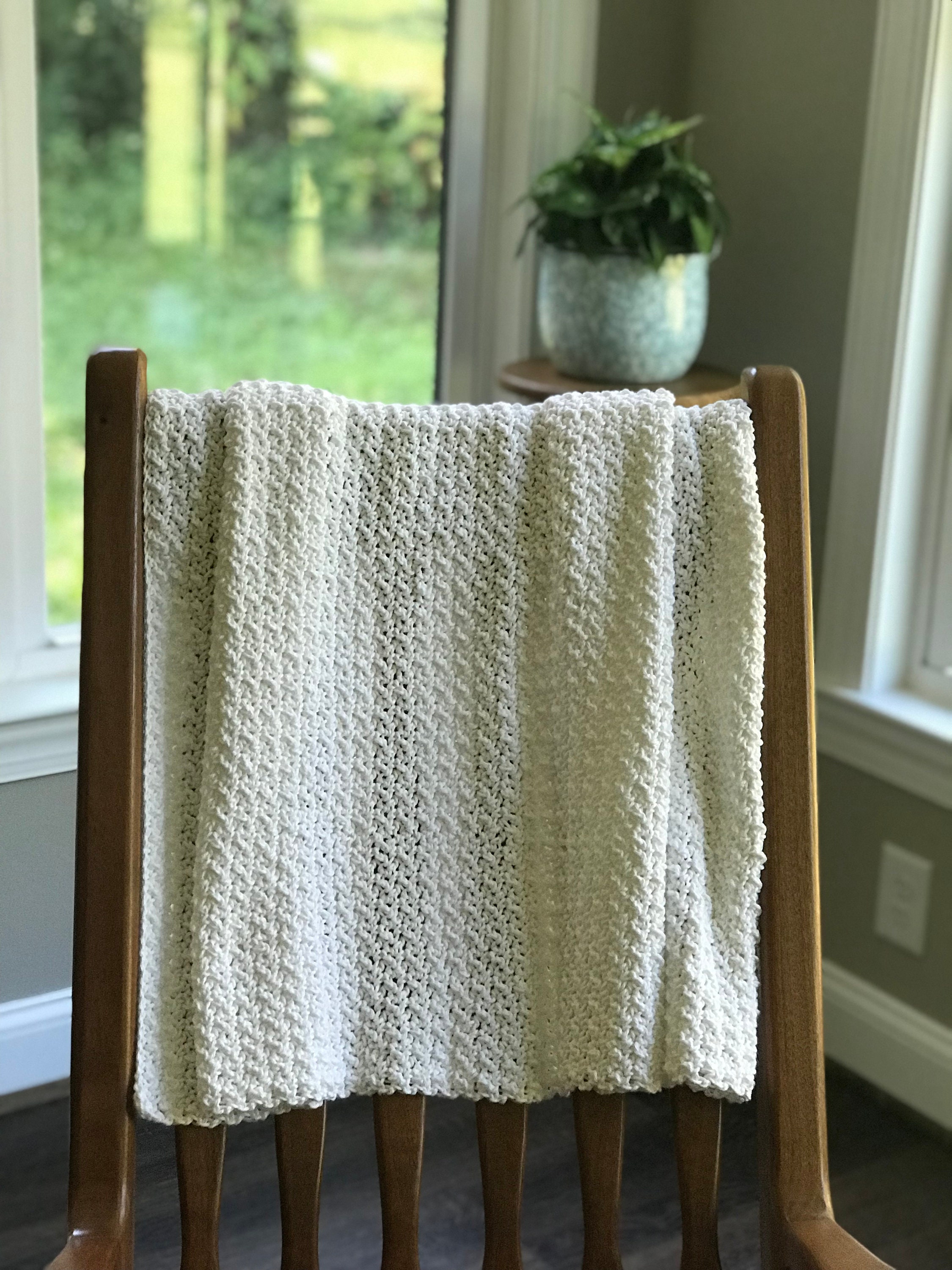 Sara's Seed Stitch Baby Blanket in White 100 Cotton Etsy