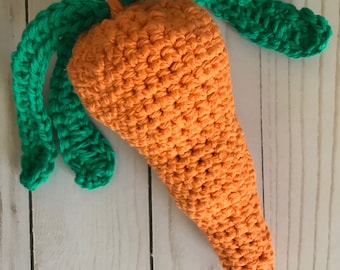 Handmade Crochet Carrot Baby Rattle | 100% Cotton