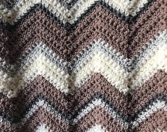 Die Reiley | Crochet Handmade 4 Color Chevron Afghan Zufallsmuster | BENUTZERDEFINIERTE | Wählen Sie Farben und Größe