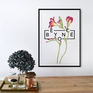 Personalised Freesia Print, freesia flower, Personalised Flower Print, Floral Print, Botanical Prints, Personalised Name Date Print