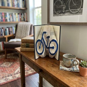 Folded Book Art Bicycle Sculpture, Recycled Book Origami Bike, Cyclist Gift, Library Book Folding Art, Ecofriendly Table Decor, Book Lover G