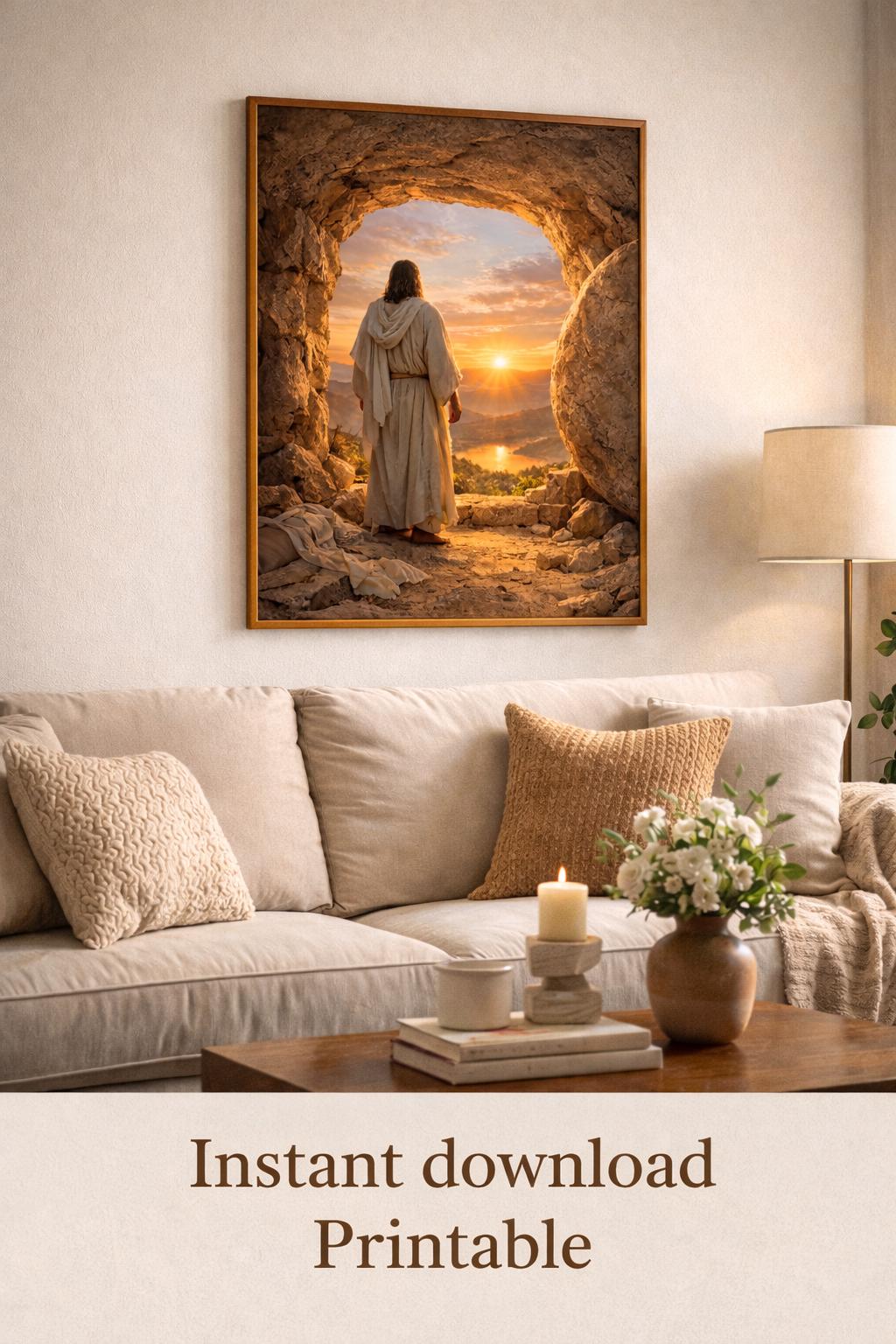 Jesus Resurrection Art Print, Christian Easter Decor (8x10 Digital ...