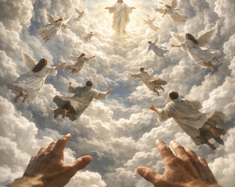 Christian Rapture Wall Art, Jesus Ascending Print, Faith Hope (Digital Download)