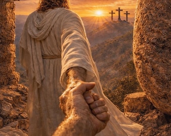 Resurrection Empty Tomb Wall Art, Sunrise Cross Faith Print (8x10 inches) (Digital Download)