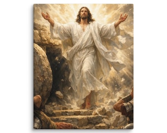 Jesus Resurrection Canvas Art – Empty Tomb Christian Wall Decor – Radiant Faith Home Art