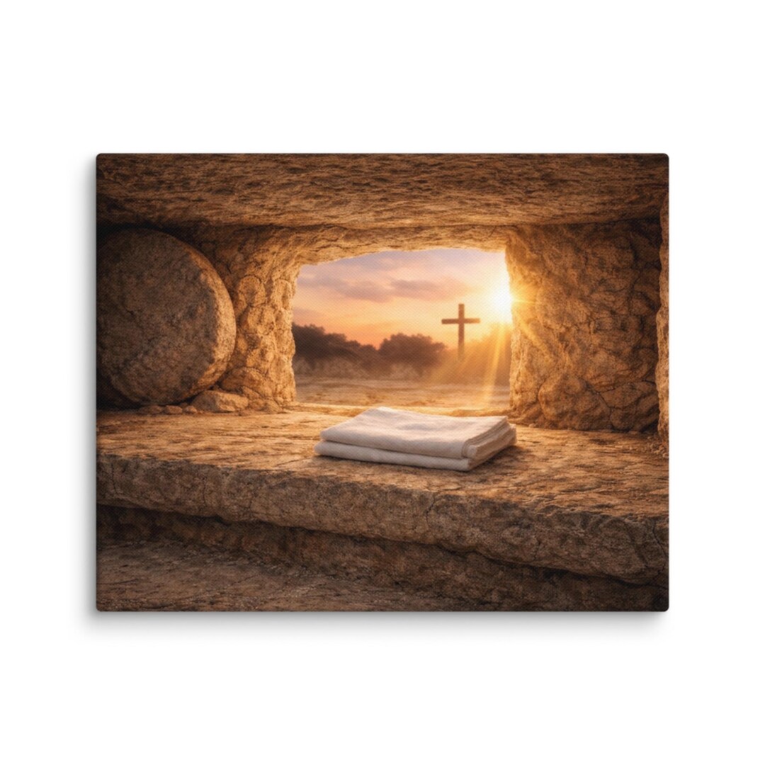 Jesus Resurrection Canvas Art – Empty Tomb Christian Decor (8x10 Ready ...