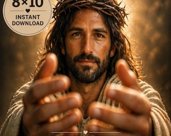 Jesus Crown of Thorns Art, Christian Faith Wall Decor (8x10 Digital Download)
