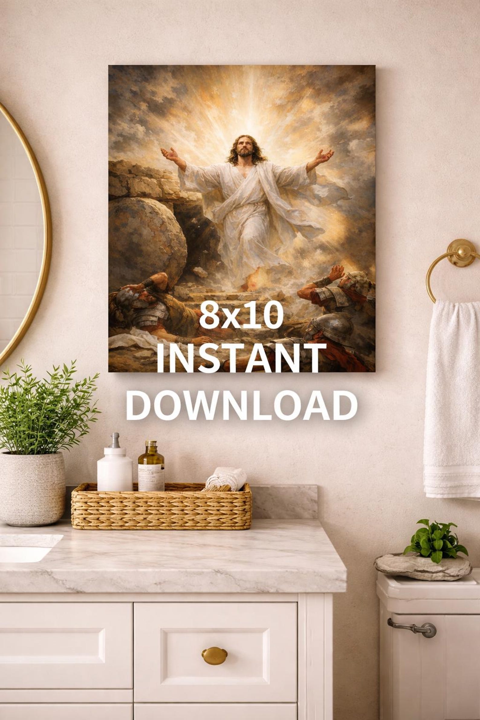 Jesus Resurrection Wall Art Print, Christian Nursery Decor, Bible Art ...
