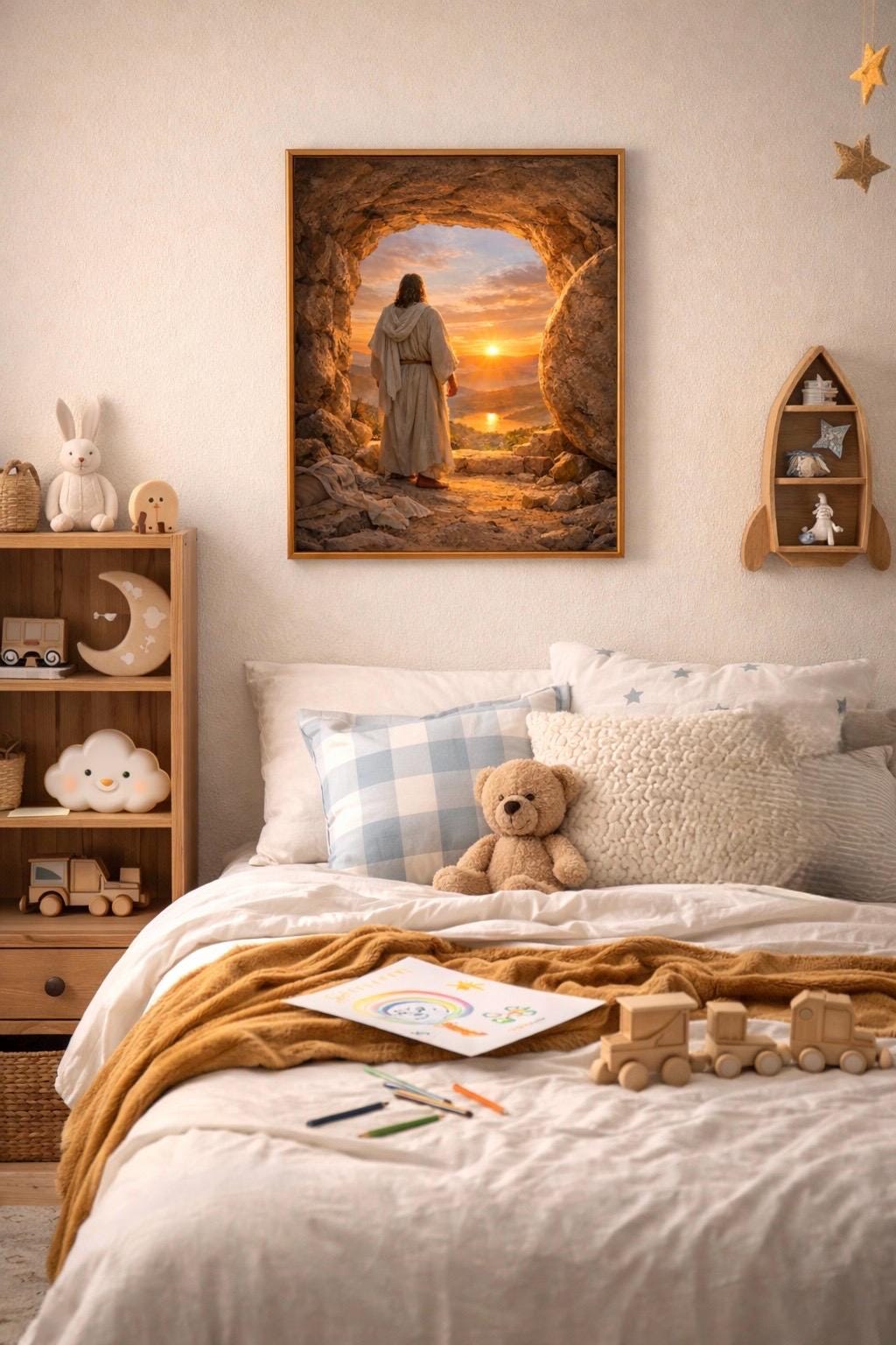 Jesus Resurrection Art Print, Christian Easter Decor (8x10 Digital ...