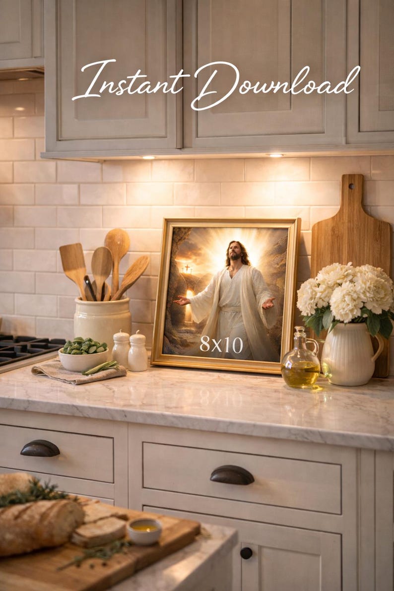 Jesus resurrection wall art printable 8x10 kitchen counter decor