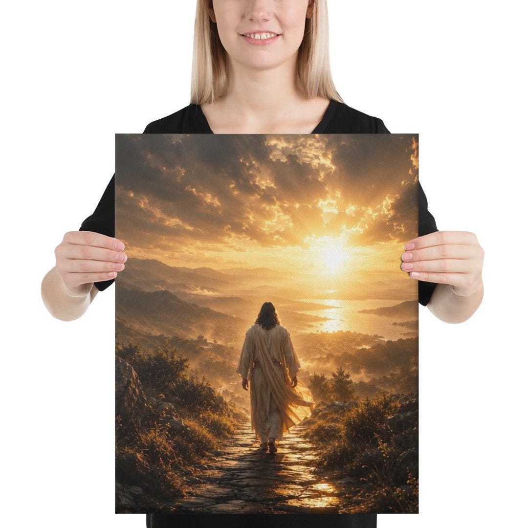 Luxury Christian Canvas | Jesus Walking Toward Light | Framed Faith ...