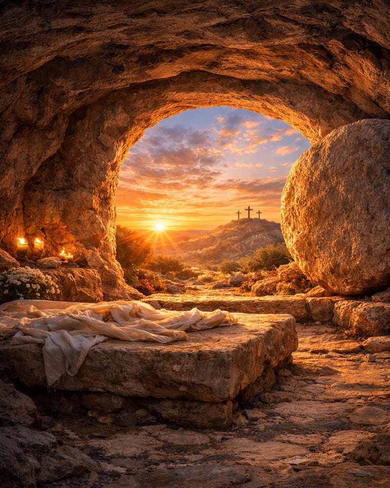 Resurrection Wall Art, Empty Tomb Sunrise Decor, Christian Art (8x10 ...