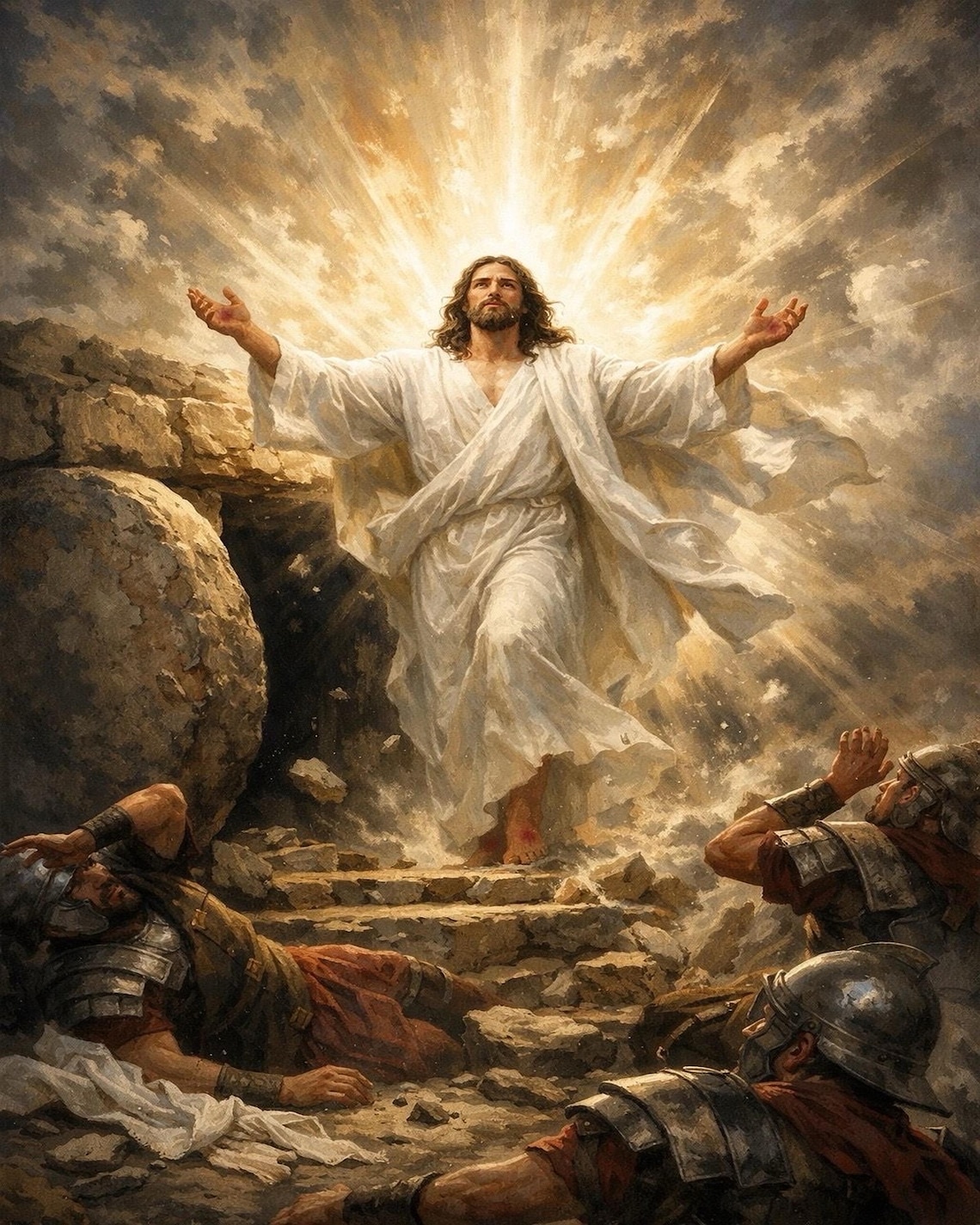 Jesus Resurrection Wall Art Print, Christian Nursery Decor, Bible Art ...